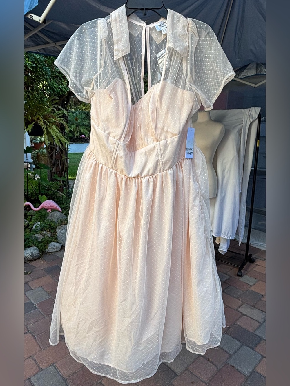NWT Unique Vintage ivory lacey for netting dress size 2X 18